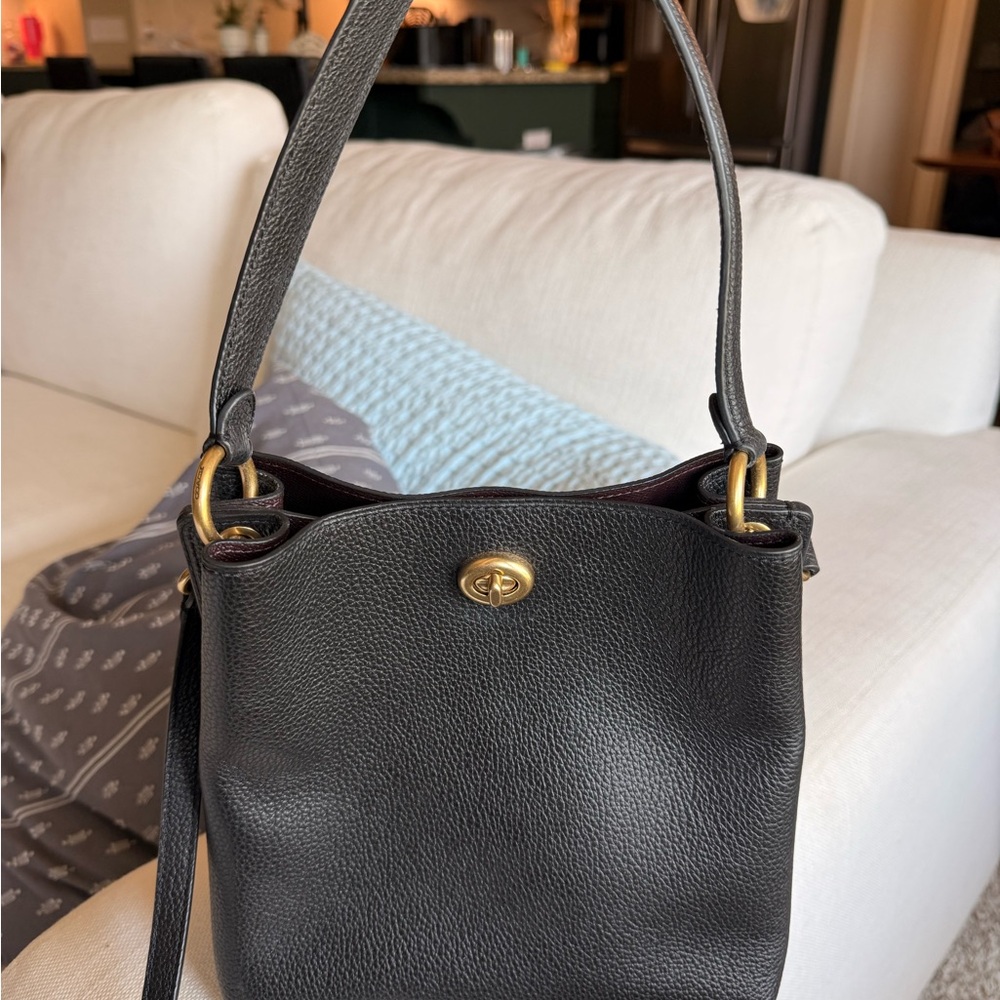 Coach Black Pebbled Leather Shoulder Bag with Gold Hardware